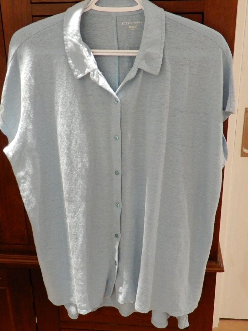 Eileen Fisher Cap Sleeve Organic Linen Shirt Size Medium